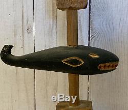 VINTAGE Alaska Hand Carved Wooden Totem Pole Eagle Whale Bear