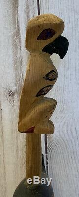 VINTAGE Alaska Hand Carved Wooden Totem Pole Eagle Whale Bear