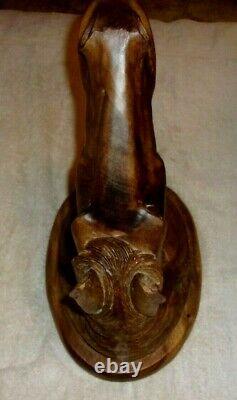 VINTAGE HAND CARVED WOOD HORSE HEAD By Blue Ribbon CARVER C. Smith (CORKEY)