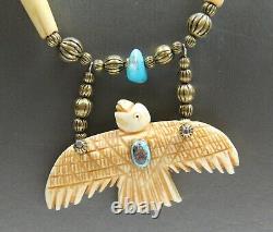 VINTAGE Jewelry NATIVE AMERICAN HAND CARVED EAGLE NECKLACE
