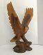 Vtg Big 24 Inch Eagle Hand Carved Wood Sculpture Folk Art Detailed Cabin Decor