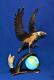 Vtg Falcon Standing On Globe Large 20 Sculpture Hand Carved Buffalo Horn