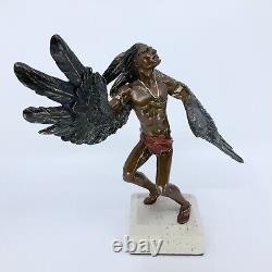 VTG Hand Carved 90s Rodolfo Morales Eagle Dancer Bronze and Onyx Stone Figurine