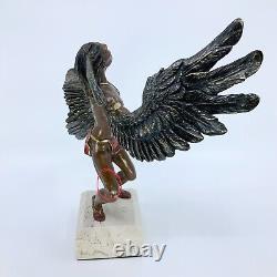 VTG Hand Carved 90s Rodolfo Morales Eagle Dancer Bronze and Onyx Stone Figurine