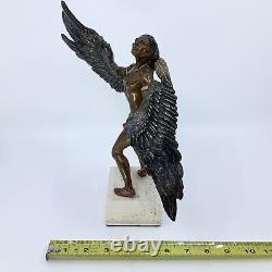 VTG Hand Carved 90s Rodolfo Morales Eagle Dancer Bronze and Onyx Stone Figurine