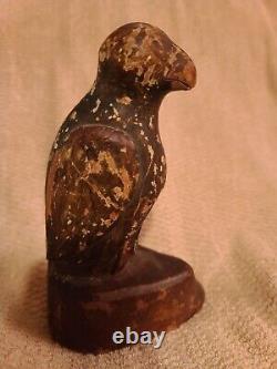 VTG. Primitive Hand CARVED Bird Of Prey Light Wood 1922 Houston Fair Hawk Eagle