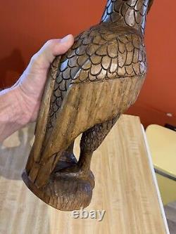 VTG Primitive Levi Stewart Hand Carved Eagle Falcon Bird Wood Wooden Carving 16