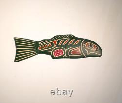 Valencia BIRD Salmon Signed Original Native Hand carved art Cree Nation New