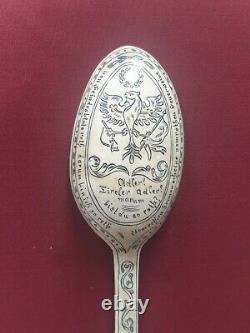 Very Rare Antique Folk Art Hand Carved Horn Austrian Eagle Tyrolean Horn Spoon