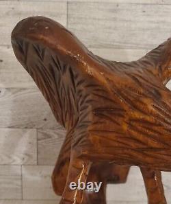 Vintage 14 Large Wooden Eagle Bird Hawk Statue Hand Carved Sculpture Art Decor