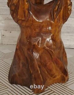 Vintage 14 Large Wooden Eagle Bird Hawk Statue Hand Carved Sculpture Art Decor