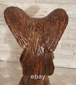 Vintage 14 Large Wooden Eagle Bird Hawk Statue Hand Carved Sculpture Art Decor