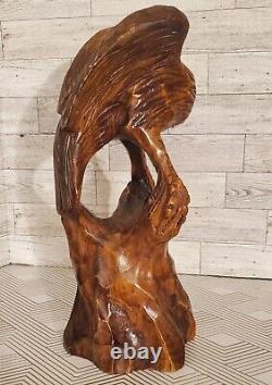 Vintage 14 Large Wooden Eagle Bird Hawk Statue Hand Carved Sculpture Art Decor