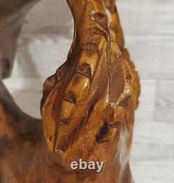 Vintage 14 Large Wooden Eagle Bird Hawk Statue Hand Carved Sculpture Art Decor