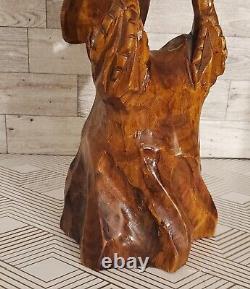 Vintage 14 Large Wooden Eagle Bird Hawk Statue Hand Carved Sculpture Art Decor