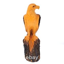 Vintage 1986 Stev Mohr Eagle Hand Carving Art Wooden Sculpture Bird Figurine
