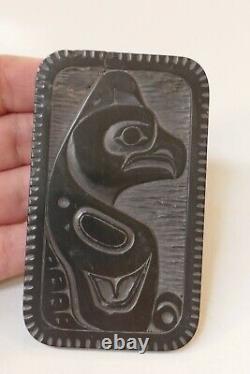 Vintage 1992 Haida Native Denny Dixon Hand Carved Argillite Eagle Plaque