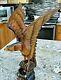 Vintage 60's Hand Carved Flying Eagle Wood Sculpture With Removable Wings