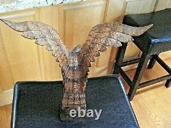 Vintage 60's Hand Carved Flying Eagle Wood Sculpture with Removable wings