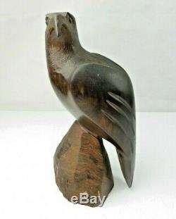 Vintage American Hand Carved Heavy Wood Mid Century Modern Deco eagle