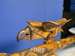 Vintage Asain Blow Dart Gun Dragon Eagle Hand carved