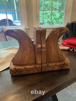 Vintage Bald Eagle Bookends Memorial Day Fathers July 4 America USA Hand Carved