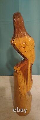 Vintage Bald Eagle Hand Carved Wood Sculpture 18 Statue American Folk Art