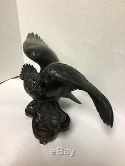 Vintage Beautiful Green Eagle Statue Hand Carved