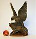 Vintage Black Forest Eagle Attacking Wolf Sculpture Hand Carved Wood Figure 14in