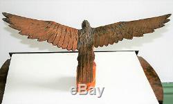 Vintage Black Forest Sculpture Hand Carved Wood Eagle With Detachable Wings 24