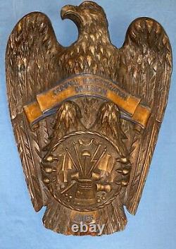Vintage Criminal Investigation Division Hand Carved Wood Eagle Plaque Sign 16