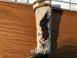 Vintage Custom Made Hunting Knife with hand carved American Eagle on Stag handle