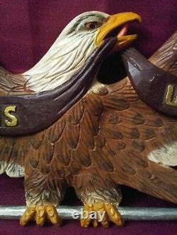 Vintage E. Pluribus Unum Hand Carved, Hand Painted Wood Eagle