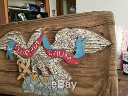 Vintage E. Pluribus Unum Hand Carved Hand Painted Wood Style Eagle (Hard foam)