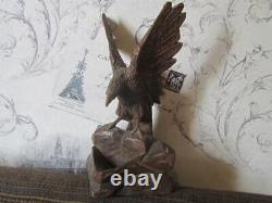 Vintage Eagle Hand carved USSR Wood Sculpture Statue Engraved Figurine Decor