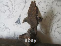 Vintage Eagle Hand carved USSR Wood Sculpture Statue Engraved Figurine Decor