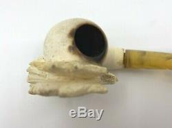 Vintage Eagle Meerschaum Pipe Hand Carved With Case