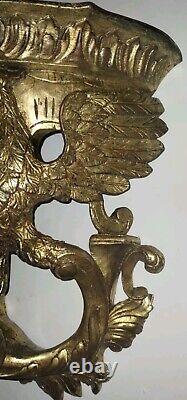 Vintage Eagle Sconce/Shelf Hand-Carved Gold 16.5 Tall x 14 Wide