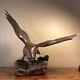 Vintage Folk Art Hand Carved Hand Painted Eagle Bird Sculpture Drift Wood Base