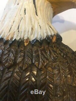 Vintage Folk Art Hand Carved Wood Eagle