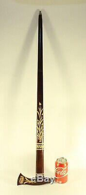 Vintage German Folk Art Hand Carved Wooden Walking Stick Cane With Eagle Head