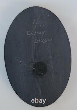 Vintage Haida Eagle Hand-carved Argillite Small Oval Plaque by Denny Dixon 1997