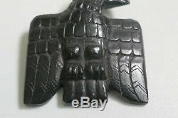 Vintage Haida Native Hand Carved Argillite Eagle Brooch / Pin With Rhinestone Eye