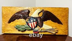 Vintage Hand Carved American Eagle Wall Hanging 18 (ish) Full Bird Colonel Capt