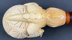 Vintage Hand Carved Block Meerschaum Pipe Eagle Claw Holding Basket Signed