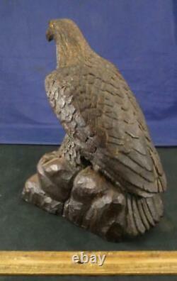 Vintage Hand Carved Decorative Folk Art Heavily Detailed Bird Eagle Heavy Piece