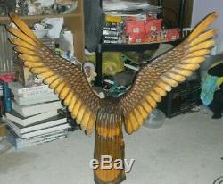 Vintage Hand Carved Eagle With Snake In Mouth 41 POLAND wings adjust FOLK ART