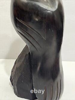 Vintage Hand Carved Large Heavy Ironwood Wooden American Eagle Falcon Sculpture