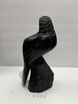 Vintage Hand Carved Large Heavy Ironwood Wooden American Eagle Falcon Sculpture