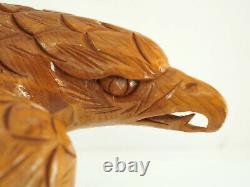 Vintage Hand Carved Majestic landed Wooden Eagle Statue 16 spread wings #16